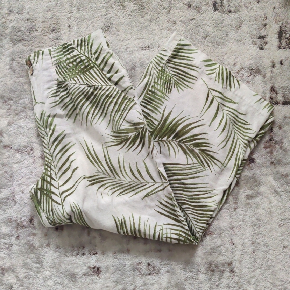 Tropical Leaf Print Women's Pants